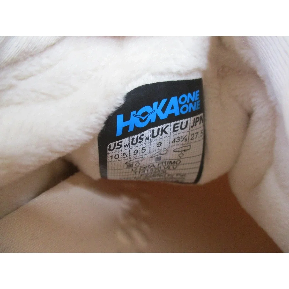 Hoka One One Ora Primo Shoes Mens Size 9.5 White Cream Puffer Fleece Lined